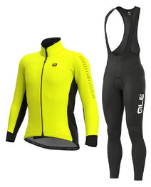 ALÉ Kolarska kurtka zimowa ze spodniami - FONDO WINTER - czarny/żółty