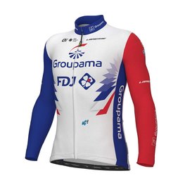 ALÉ Zimowa koszulka kolarska z długim rękawem - GROUPAMA FDJ 2022 - niebieski/czerwony/biały