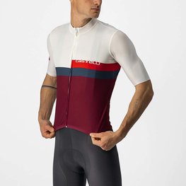 CASTELLI Koszulka kolarska z krótkim rękawem - A BLOCCO - beżowy/bordowy/czerwony/niebieski
