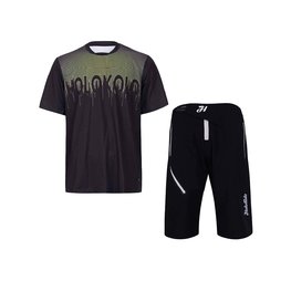 HOLOKOLO Kolarska koszulka i spodnie MTB - FORCE MTB - czarny/żółty