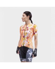 ALÉ Krótka koszulka kolarska i spodenki - PR-S AMAZZONIA LADY - czarny/pomarańczowy