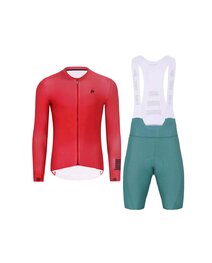 HOLOKOLO Krótka koszulka kolarska i spodenki - VICTORIOUS - zielony/czerwony