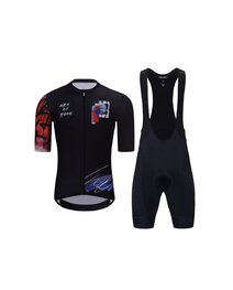 HOLOKOLO Krótka koszulka kolarska i spodenki - SKETCH  - czerwony/czarny