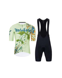 HOLOKOLO Krótka koszulka kolarska i spodenki - DRAGON - pomarańczowy/zielony