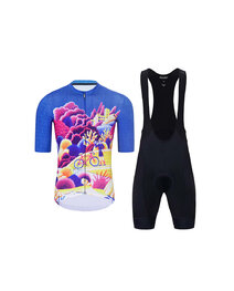 HOLOKOLO Krótka koszulka kolarska i spodenki - VOYAGE - kolorowy/niebieski