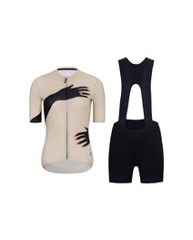 RIVANELLE Krótka koszulka kolarska i spodenki - HANDS LADY  - czarny/beżowy