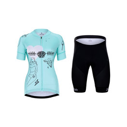 HOLOKOLO Krótka koszulka kolarska i spodenki - RAZZLE DAZZLE LADY - kolorowy/jasnoniebieski