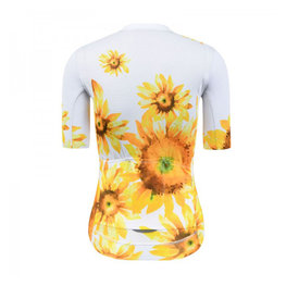 MONTON Koszulka kolarska z krótkim rękawem - SUNFLOWER LADY - biały/żółty