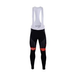 Długie spodnie kolarskie z szelkami - TREK 2018 WINTER - czerwony/czarny