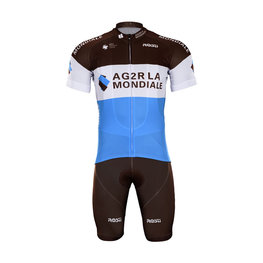 BONAVELO Krótka koszulka kolarska i spodenki - AG2R 2018 - brązowy/biały/niebieski