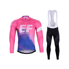 BONAVELO Koszulka kolarska z długim rękawem i spodnie - EDUCATION F. '19 SMR - niebieski/różowy/czarny