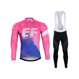 BONAVELO Zimowa kolarska koszulka i spodnie - EDUCATION F. '19 WNT - różowy/niebieski/czarny