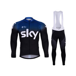 BONAVELO Zimowa kolarska koszulka i spodnie - SKY 2019 WINTER - czarny/niebieski