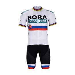 BONAVELO Krótka koszulka kolarska i spodenki - BORA UCI 2019 - czarny/biały