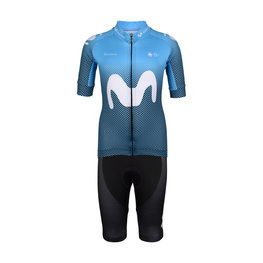 BONAVELO Krótka koszulka kolarska i spodenki - MOVISTAR 2020 KIDS - biały/niebieski/czarny