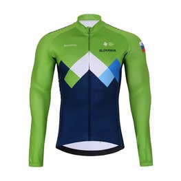 BONAVELO Zimowa koszulka kolarska z długim rękawem - SLOVENIA - niebieski/zielony
