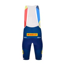 SANTINI Krótkie spodnie kolarskie z szelkami - LIDL TREK 2024 TEAM ORIGINAL - czerwony/niebieski