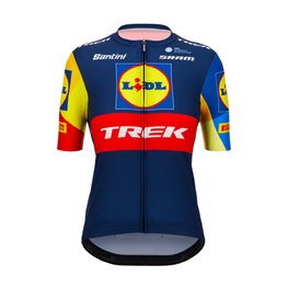 SANTINI Koszulka kolarska z krótkim rękawem - LIDL TREK 2024 LADY - żółty/czerwony/niebieski