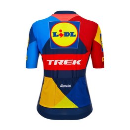 SANTINI Koszulka kolarska z krótkim rękawem - LIDL TREK 2024 LADY - żółty/czerwony/niebieski