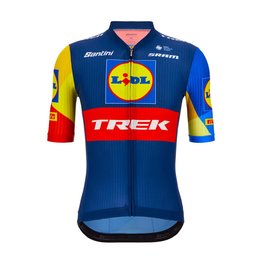 SANTINI Koszulka kolarska z krótkim rękawem - LIDL TREK 2024 TEAM ORIGINAL - czerwony/żółty/niebieski
