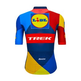 SANTINI Koszulka kolarska z krótkim rękawem - LIDL TREK 2024 TEAM ORIGINAL - czerwony/żółty/niebieski