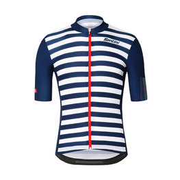 SANTINI Koszulka kolarska z krótkim rękawem - LA VUELTA 2018 - biały/niebieski