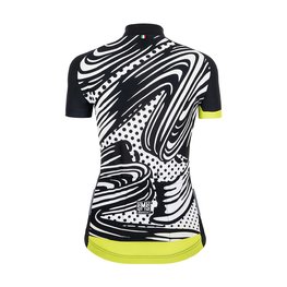 SANTINI Koszulka kolarska z krótkim rękawem - GIADA POP LADY - biały/żółty/czarny