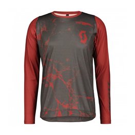SCOTT Letnia koszulka kolarska z długim rękawem - TRAIL VERTIC LS - szary/czerwony
