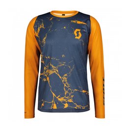 SCOTT Letnia koszulka kolarska z długim rękawem - TRAIL VERTIC LS - niebieski/pomarańczowy