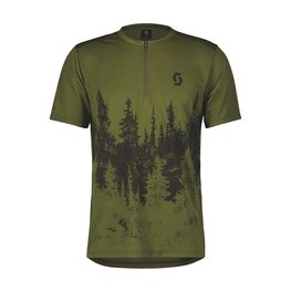 SCOTT Koszulka kolarska z krótkim rękawem - TRAIL FLOW ZIP SS - zielony