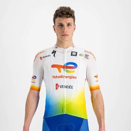 SPORTFUL Koszulka kolarska z krótkim rękawem - TOTAL ENERGIES 2022 - biały/niebieski/pomarańczowy/żółty