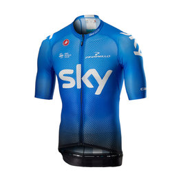 CASTELLI Koszulka kolarska z krótkim rękawem - TEAM SKY 2019 - biały/jasnoniebieski/czarny