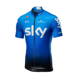 CASTELLI Koszulka kolarska z krótkim rękawem - TEAM SKY FAN 2019 - biały/czarny/jasnoniebieski