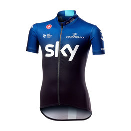 CASTELLI Koszulka kolarska z krótkim rękawem - TEAM SKY KID 2019  - czarny/biały/niebieski