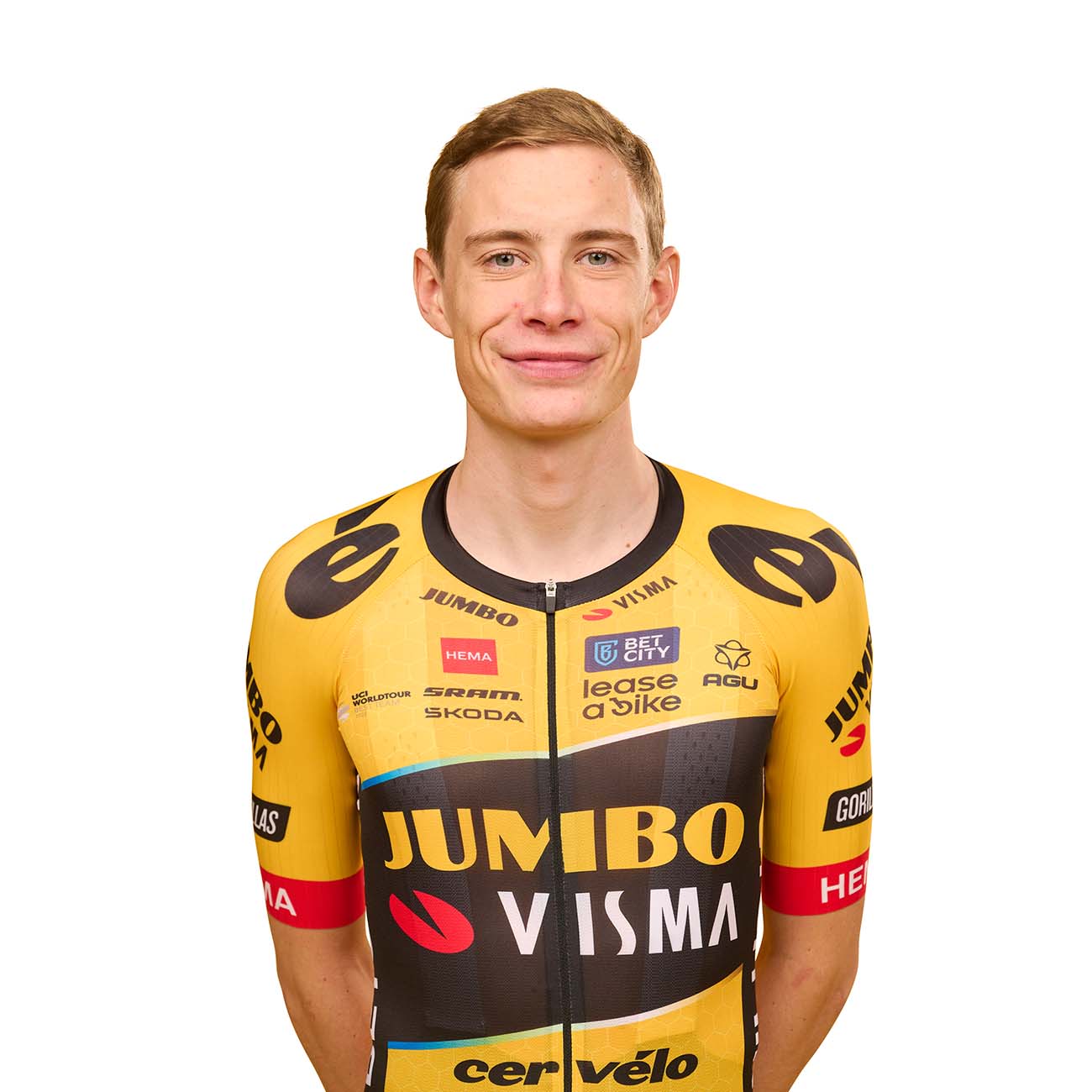 AGU Koszulka kolarska z krótkim rękawem - JUMBO-VISMA 2023 JONAS VINGEGAARD - czarny/żółty