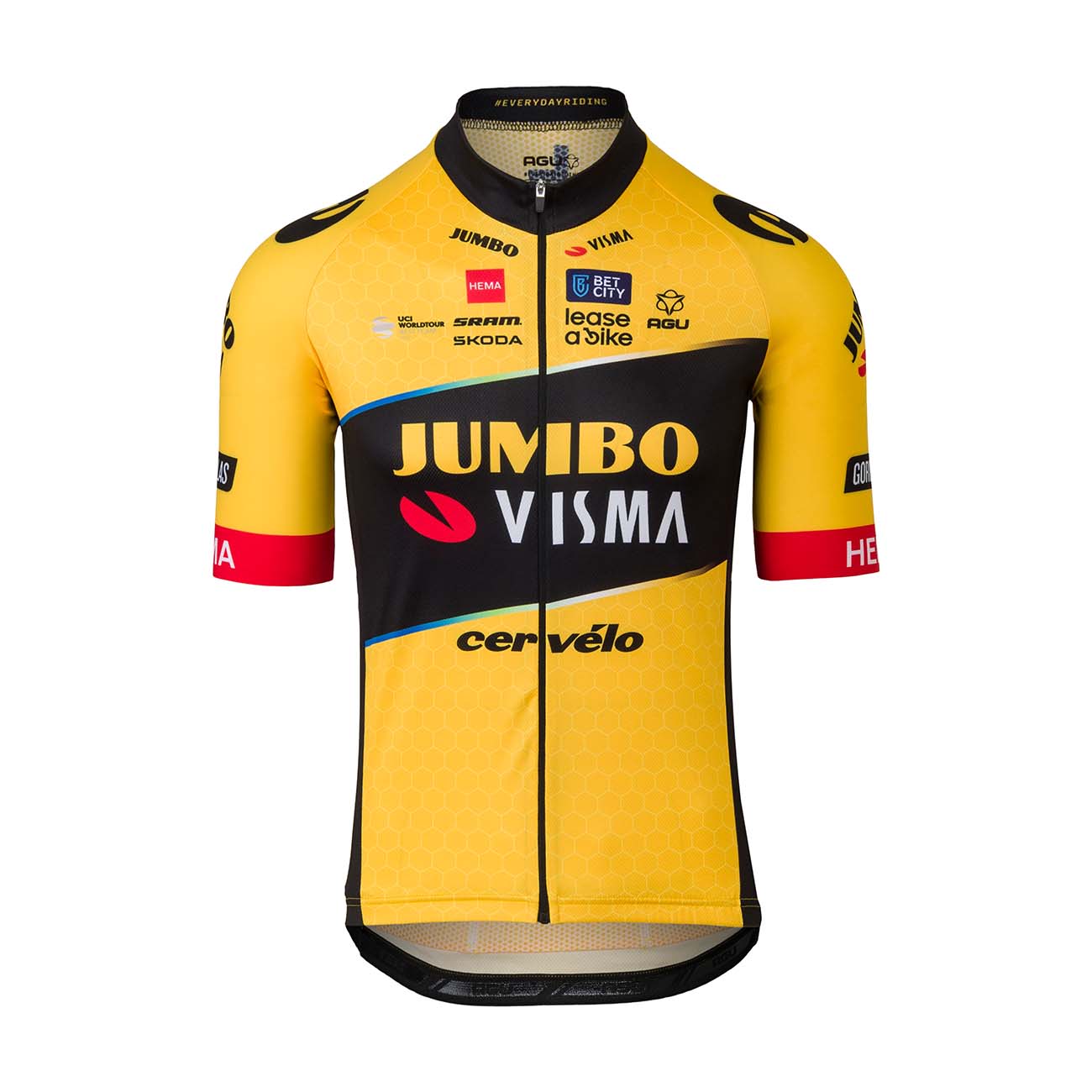 AGU Koszulka kolarska z krótkim rękawem - JUMBO-VISMA 2023 JONAS VINGEGAARD - czarny/żółty