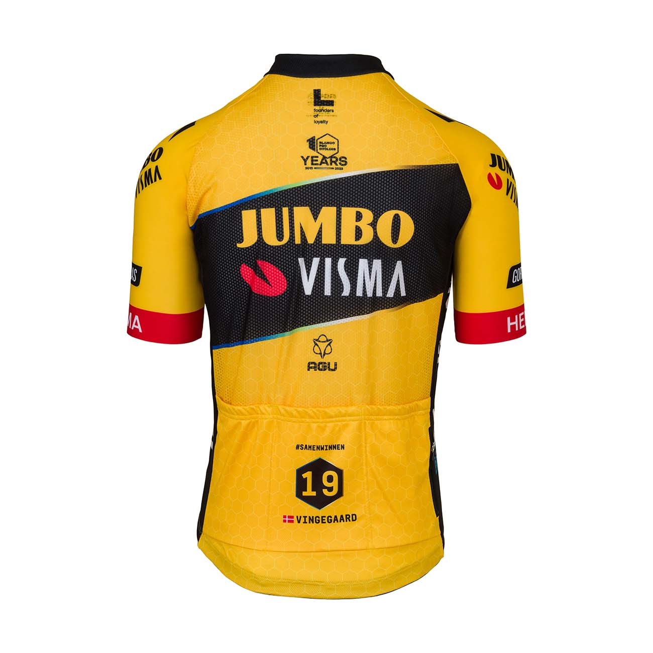 AGU Koszulka kolarska z krótkim rękawem - JUMBO-VISMA 2023 JONAS VINGEGAARD - czarny/żółty